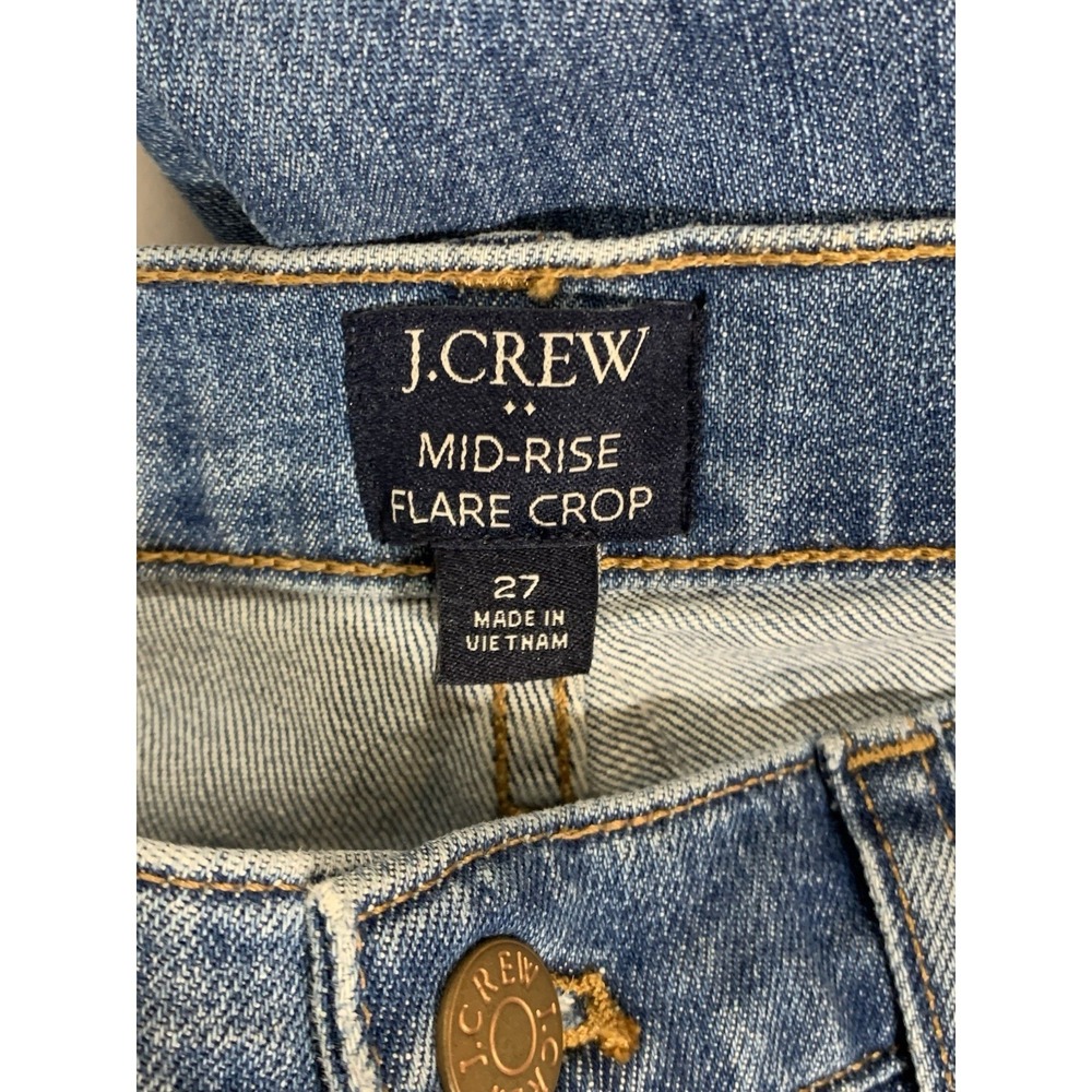 NEW J Crew Mid Rise Flare Crop Jeans Womens Size 27 Blue (actual 29x27) w/Tag - Picture 6 of 8